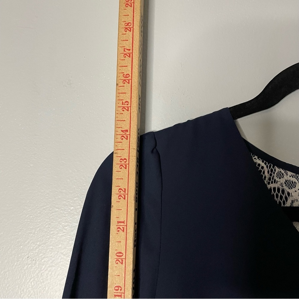 19 Cooper Navy Blue Sheer Preppy Lightweight Loose Fit Floral Lace Accent - Picture 6 of 7